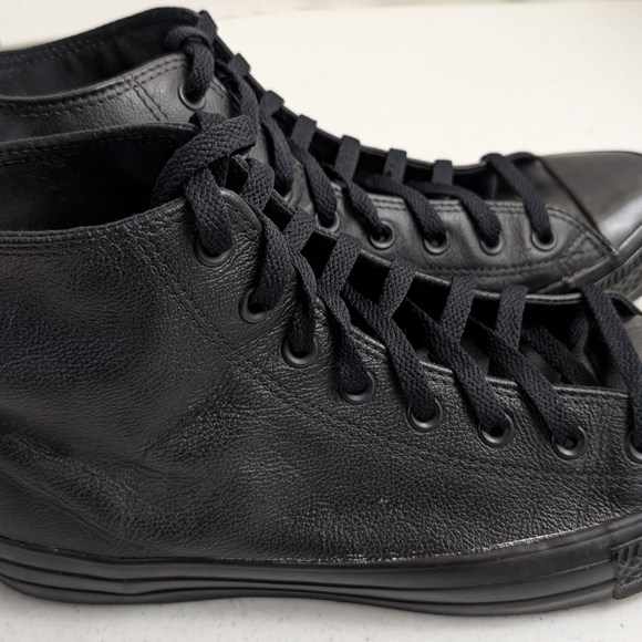 Converse Chuck Taylor Shoes All Star HighTop Black Leather 135251C Mens Size 11 - Picture 10 of 12